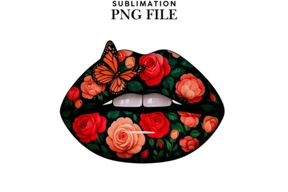 Download Floral Lips Png Design for T-shirts - Lips Collection