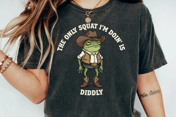 Download Funny Cowboy Frog Squat Diddly Humorous Western Design PNG - Humorous Collection