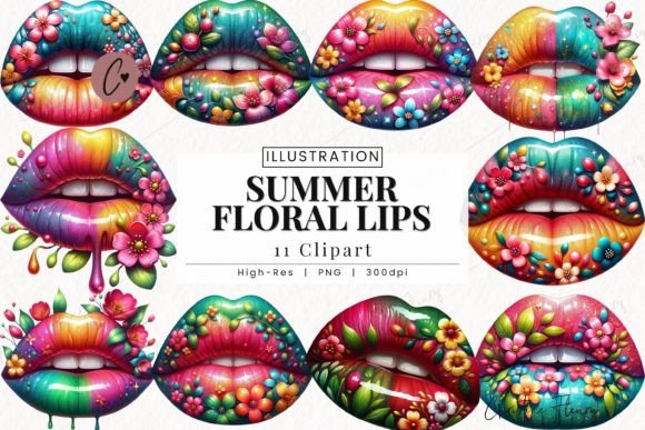 Download Summer Floral Lips Clipart, Summer PNG - Lips Collection