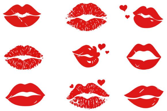 Download Valentine Red Lips SVG Vector Bundle - Lips Collection